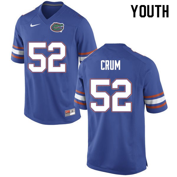Youth #52 Quaylin Crum Florida Gators College Football Jerseys Blue